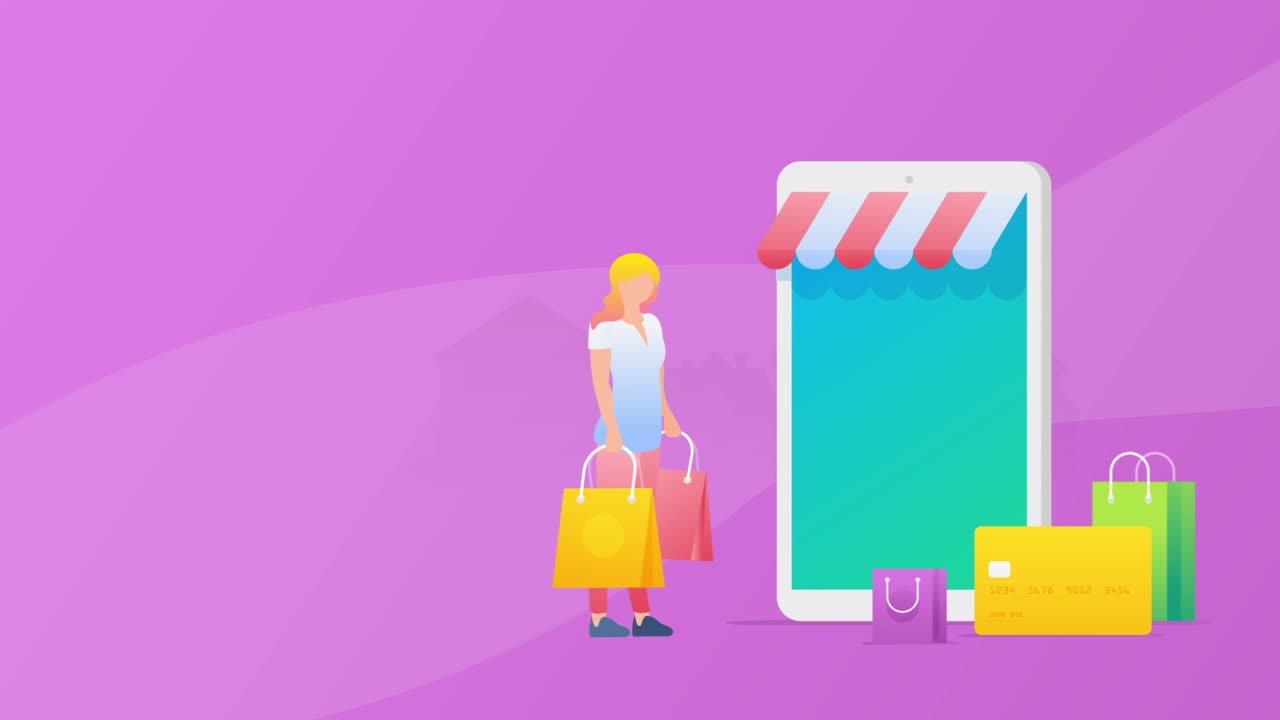 Vídeo Premium - Compras en línea comprar gifs en línea animación plana ...