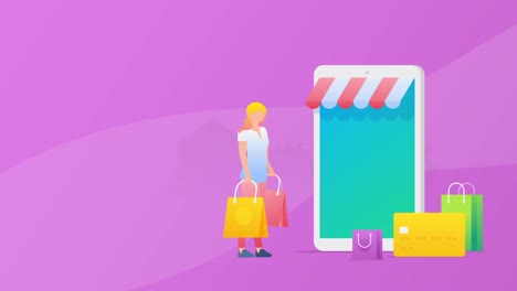 online shopping buying gifs online 2d flat animation 4k