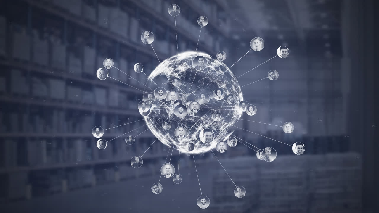 인간 데이터와 함께 회전하는 디지털 글로브