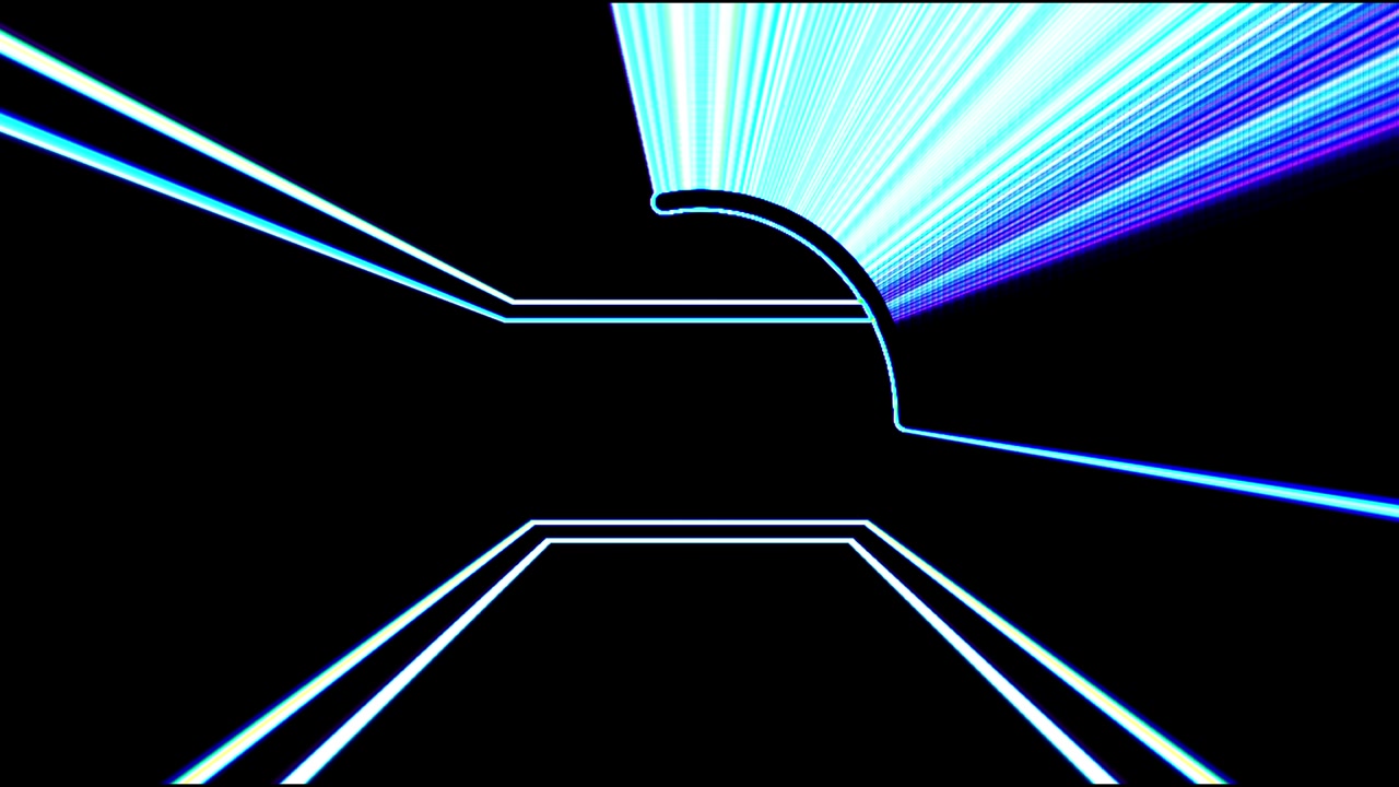 smooth shining fluorescent movements with three beautiful colors form a logo with bright lines and a blank logo with no name on a black background