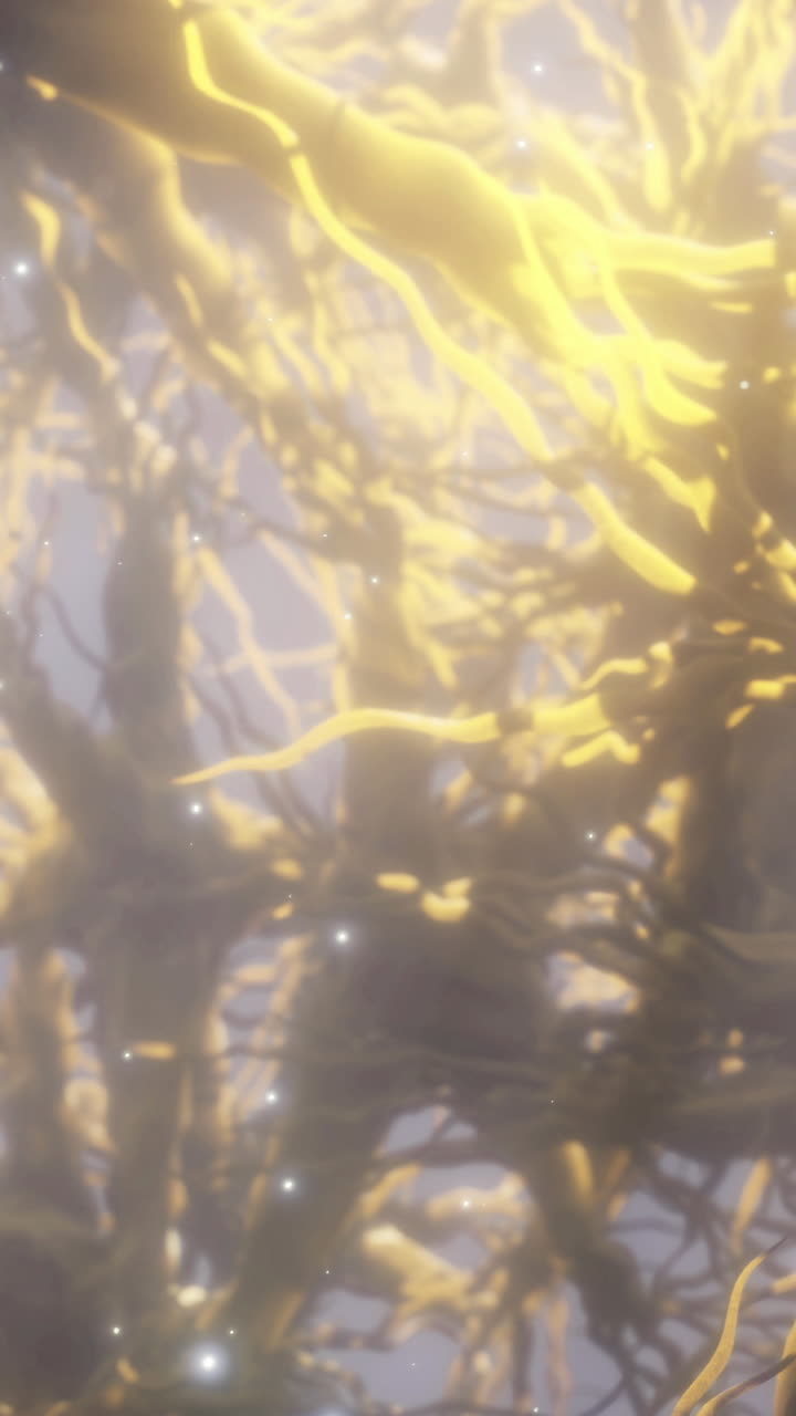 Intricate network of neurons illuminated in a vibrant and ethereal glow