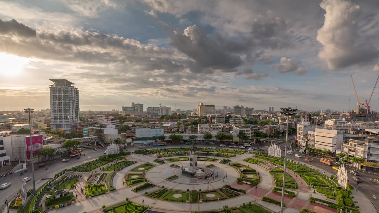 도시 교통의 항공 시각 시간 경과.