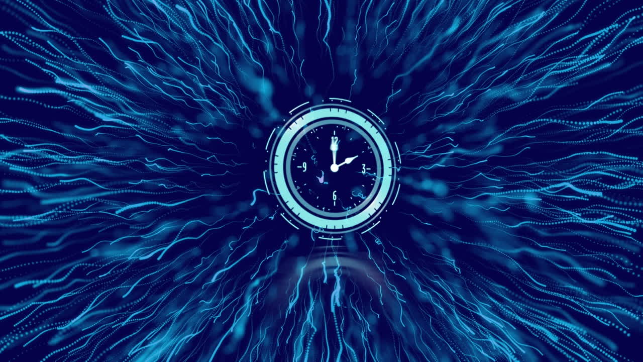 Animation of clock on dark blue background