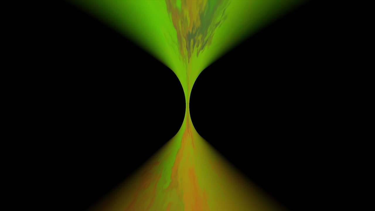 animación: formas abstractas arremolinadas en fondo verde y amarillo, negro