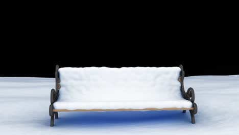 animation of green and yellow christmas and new year fireworks in night sky over snow covered bench