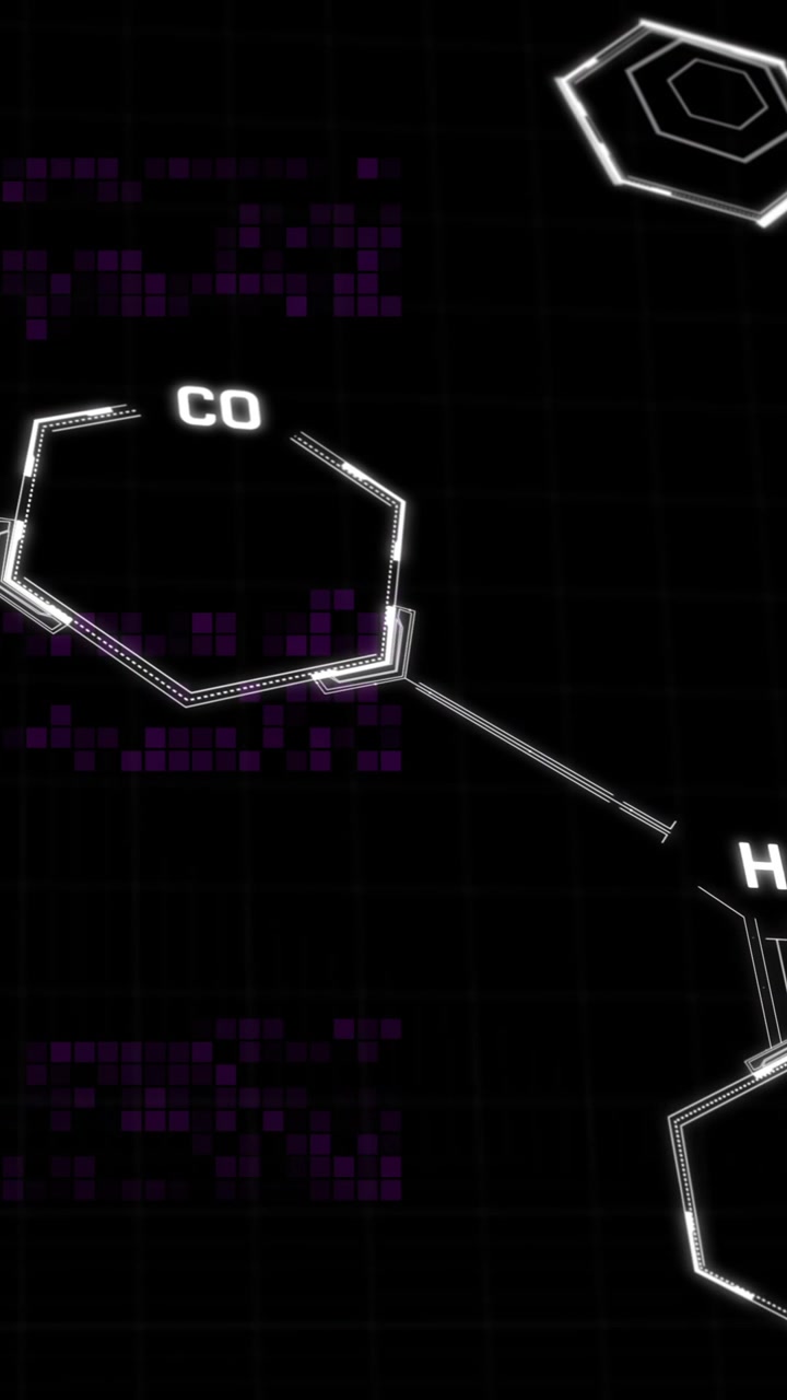 Animazione di una formula chimica su sfondo nero