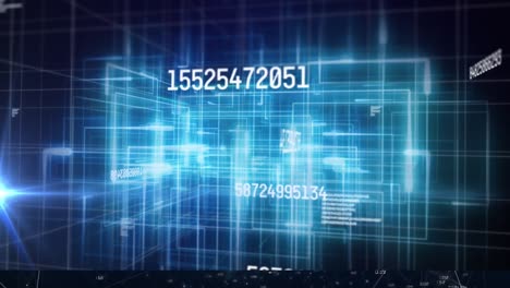 animation of numbers and data processing over digital network