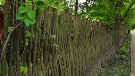 rustic wooden fence in a garden setting