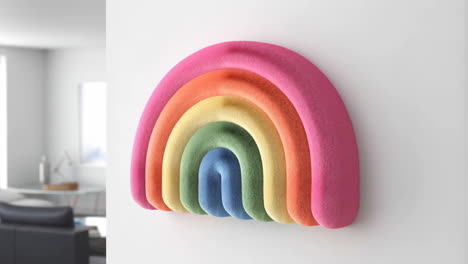 fluffy rainbow wall art decor