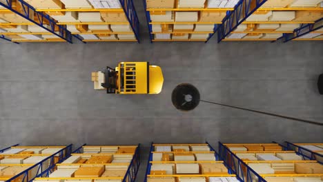 warehouse with cardboard boxes inside on pallets racks, logistic center. loft modern warehouse. cardboard boxes on a conveyor belt in a warehouse, 4k 3d rendering  animation .