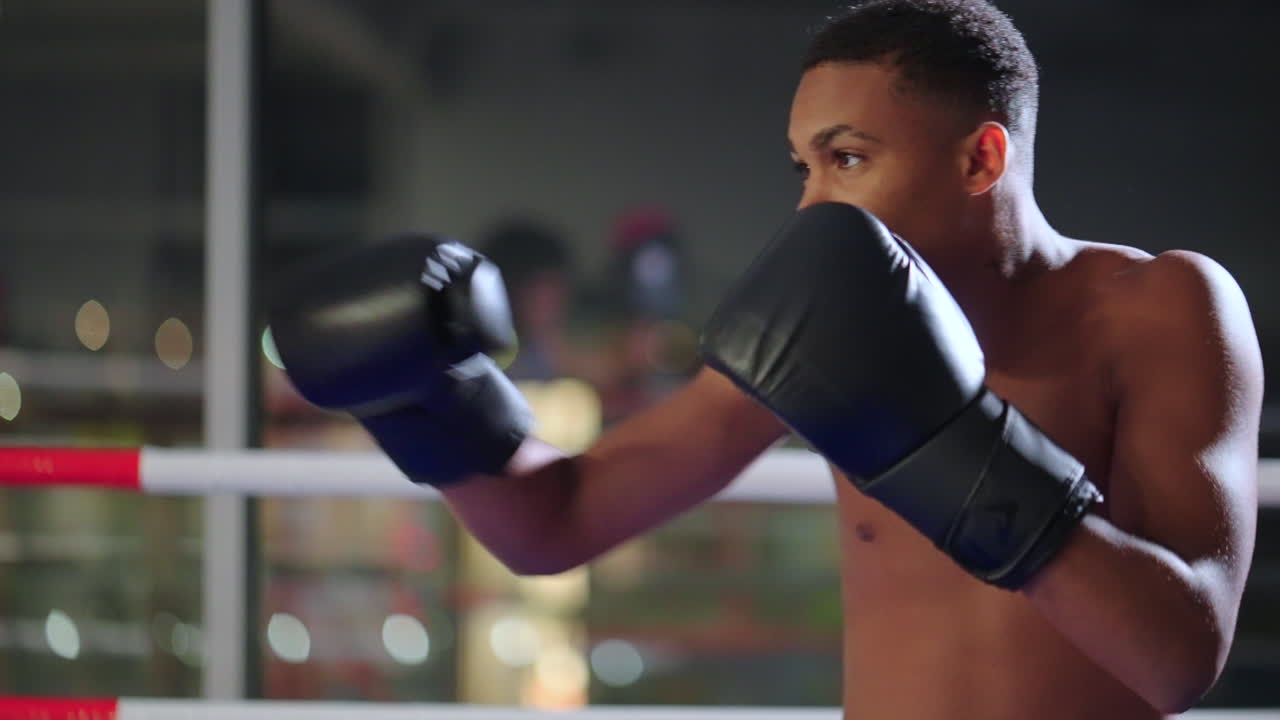 Young boxer in training