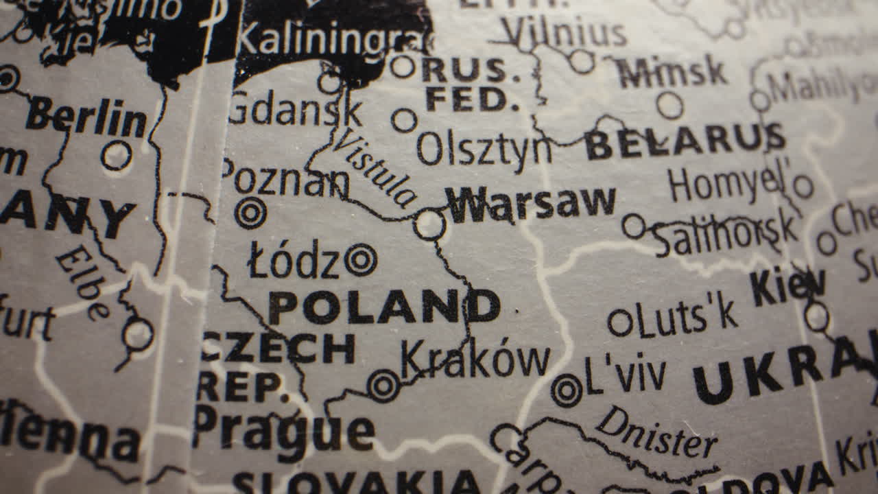 Close-up of a globe showing Central and Eastern European countries