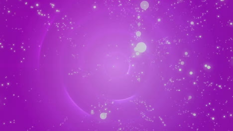 animación de manchas de luz blanca y anillos de luz sobre fondo púrpura