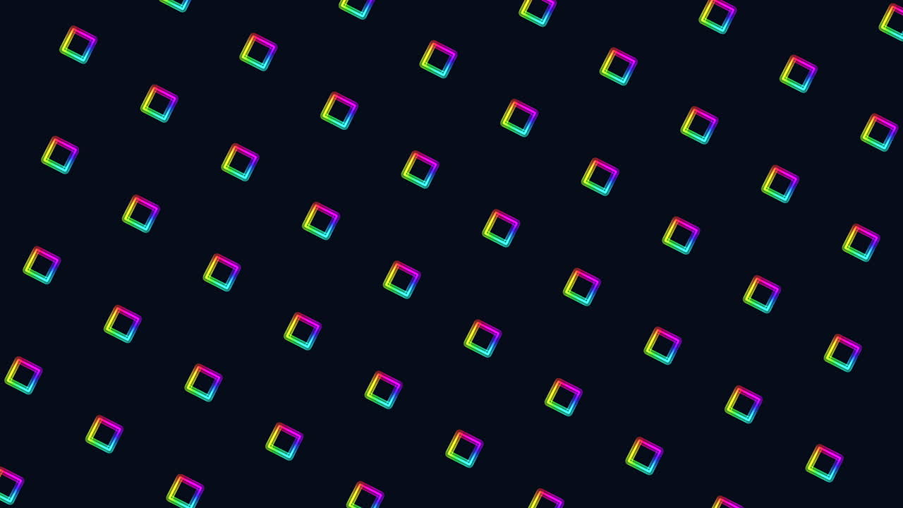 디지털 사이버 ⁇ 크 네온  ⁇ 스 트레이스 큐브 패턴은 검은색 그라디엔트에서 행으로 표시됩니다.