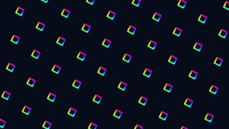 patrón digital de cubos de traza de pulso de neón cyberpunk en filas en gradiente negro