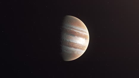 planet jupiter spinning in starry space - animation