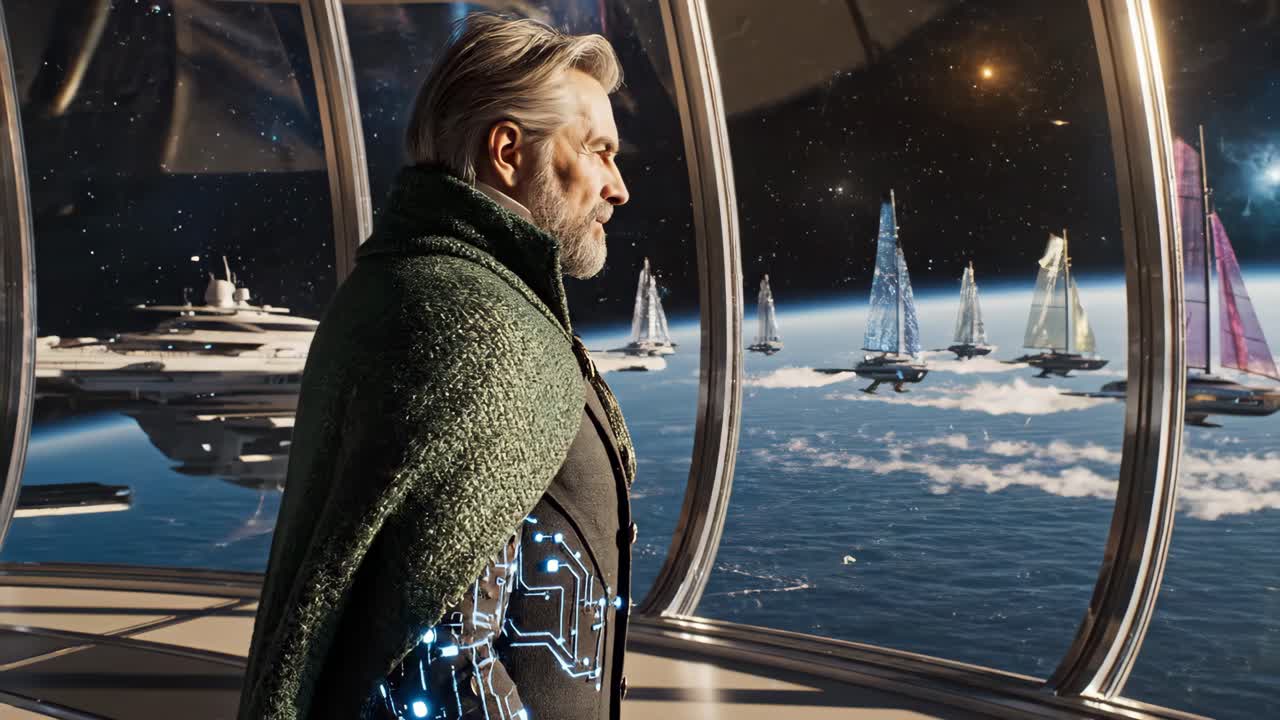 Futuristic Ocean View with Sailing Yachts