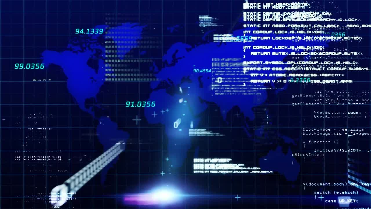 Data processing over World map against blue background