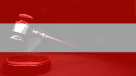 digitally animation of austrians flag and gavel 4k