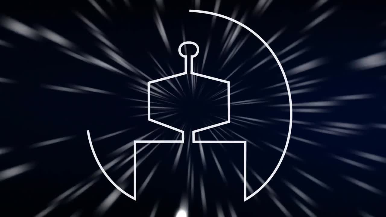 빛의 흔적과 어두운 배경 위에 ai 데이터 처리 아이콘의 애니메이션