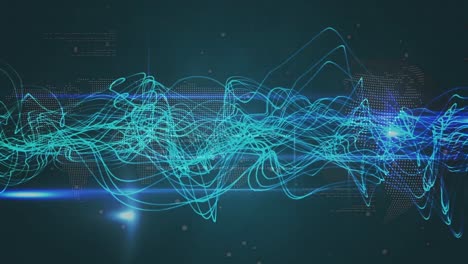 animación del procesamiento de datos sobre senderos de luz