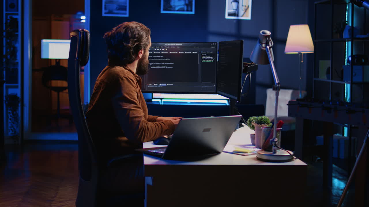 IT expert complaining while solving coding project tasks, suffering from burnout