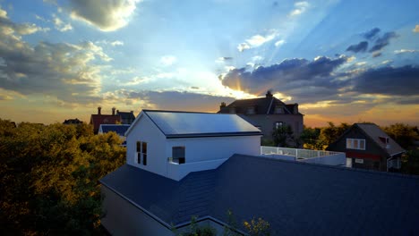 solar panels on the roof of the modern house