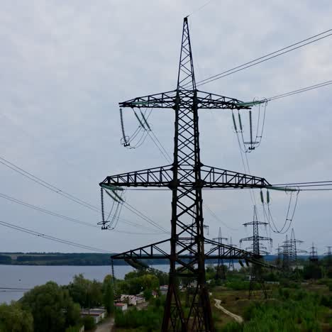 electric poles under blue sky