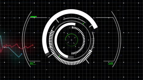 animation of futuristic digital interface with circular patterns and data in school
