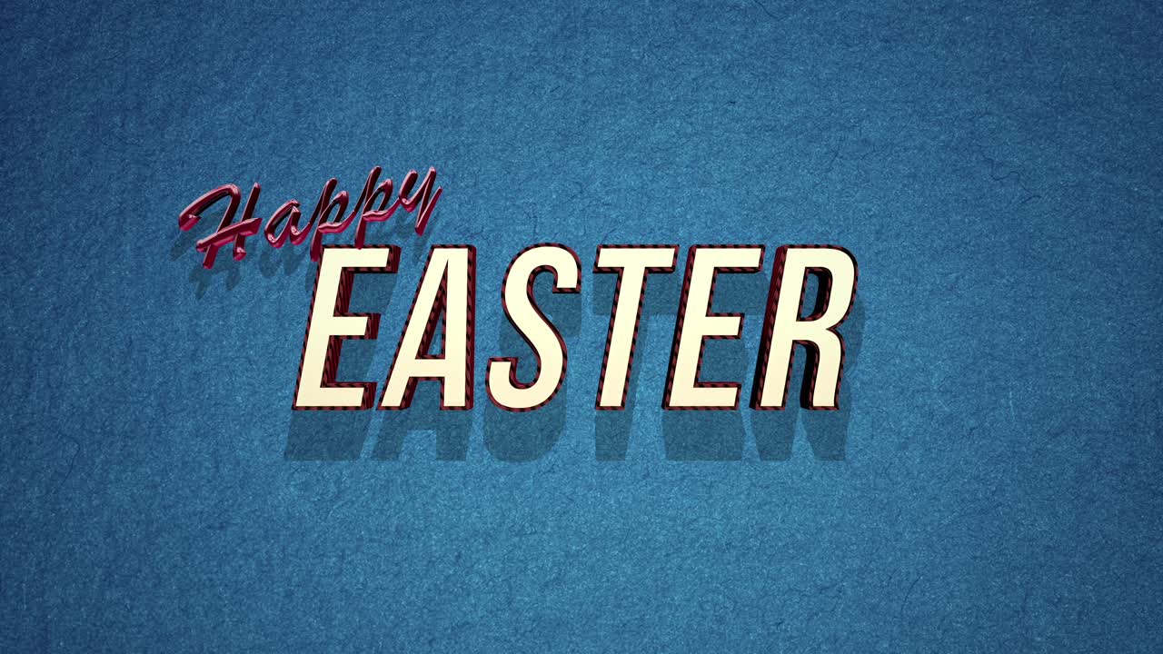 Buona Pasqua di ispirazione vintage in lettere rosse audaci su sfondo blu