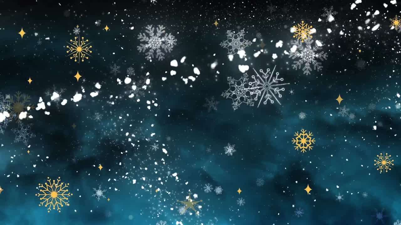 Animation of snowflakes over spots moving | Premium Stock Video Footage