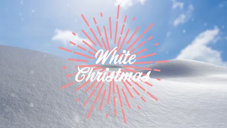 animation of christmas greetings text over christmas winter snow scenery