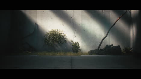minimalist concrete interior with plants