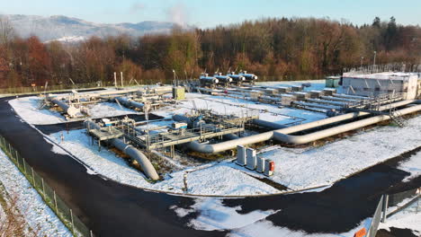 with snow covered gas installation on a winter day in wallbach switzerland