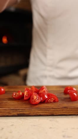 chopping tomatoes