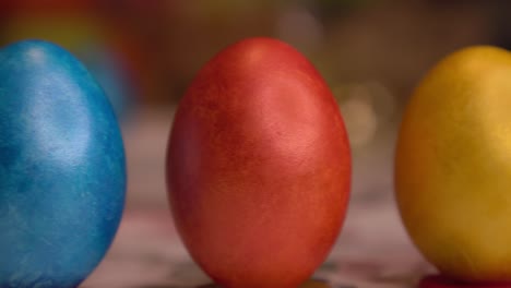 colorful easter eggs close-up in motion