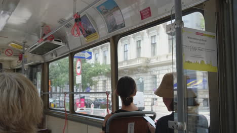 inside a tram in vienna