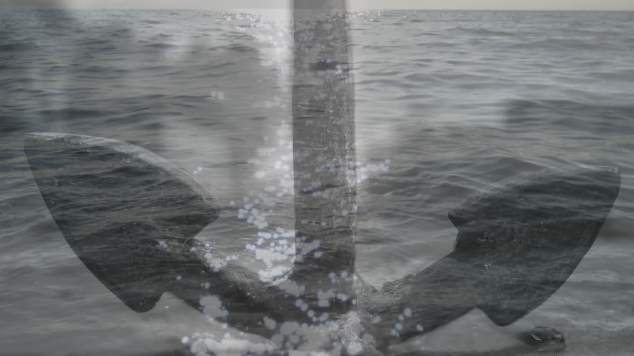 은 날 파도와 바다 위의 커의 애니메이션