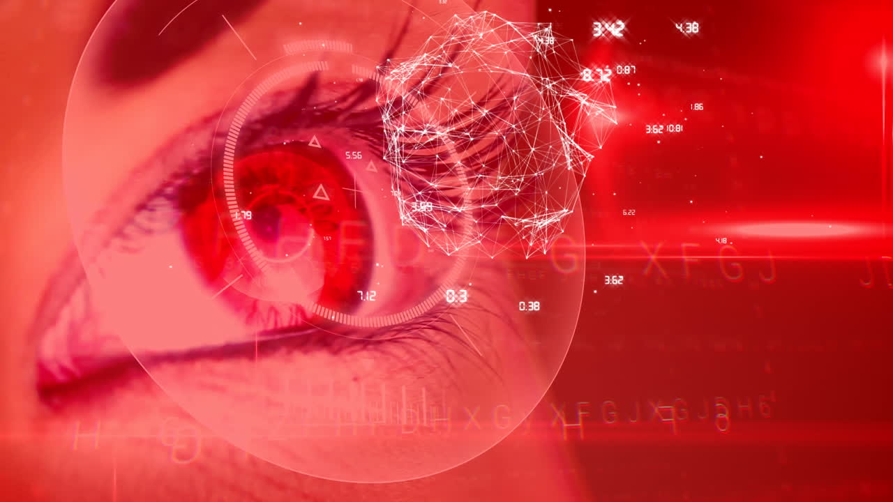 데이터 연결을 가진 여성 눈