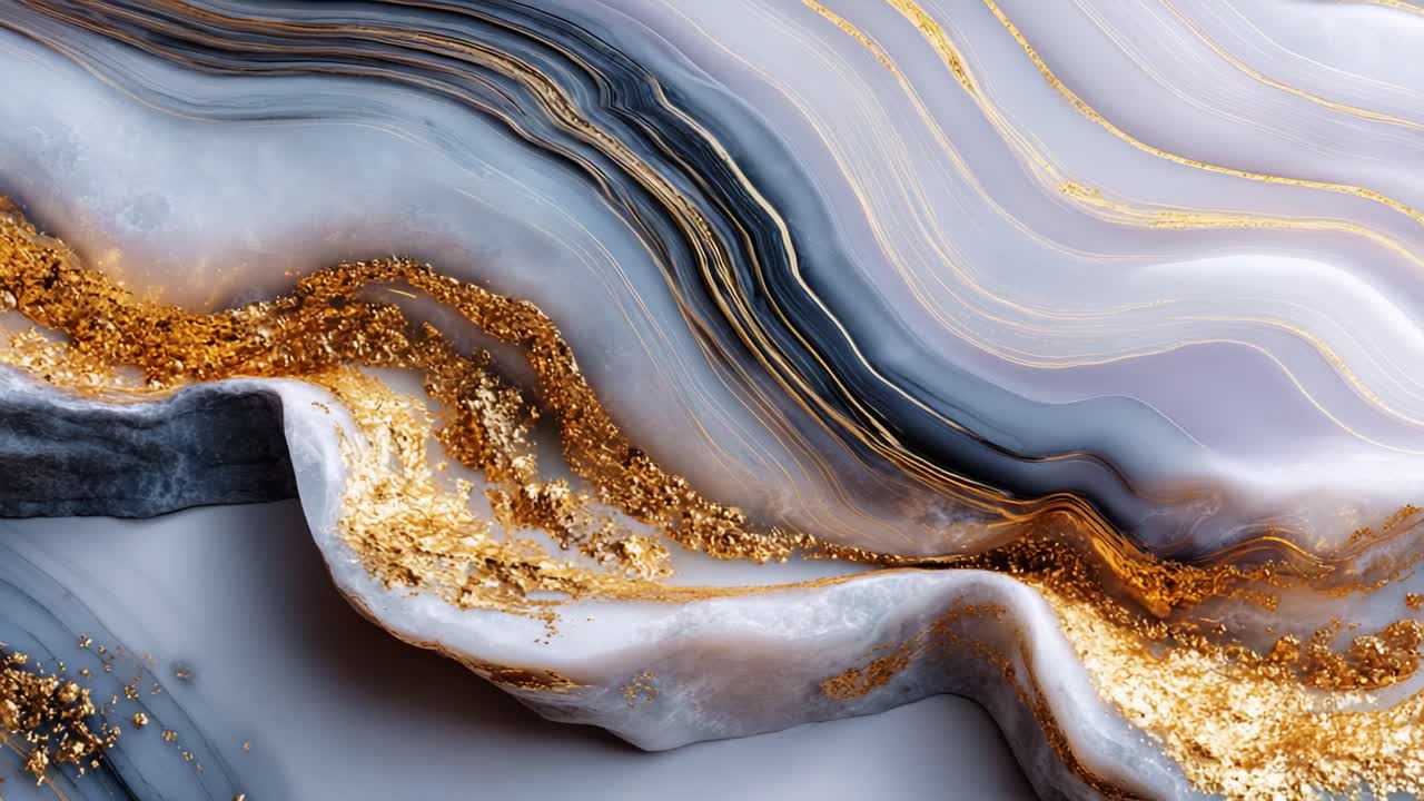 Stunning Abstract Artwork Featuring Fluid Marble Patterns with Swirling Gray, White, and Gold Accents Creating a Rich and Luxurious Aesthetic for Modern Interiors or Digital Backgrounds