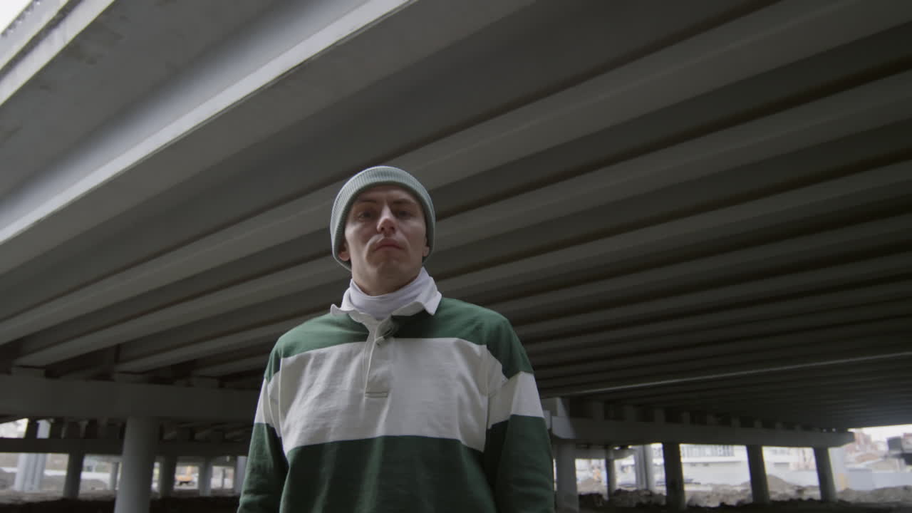 Portrait of Confident Parkourist Outdoors