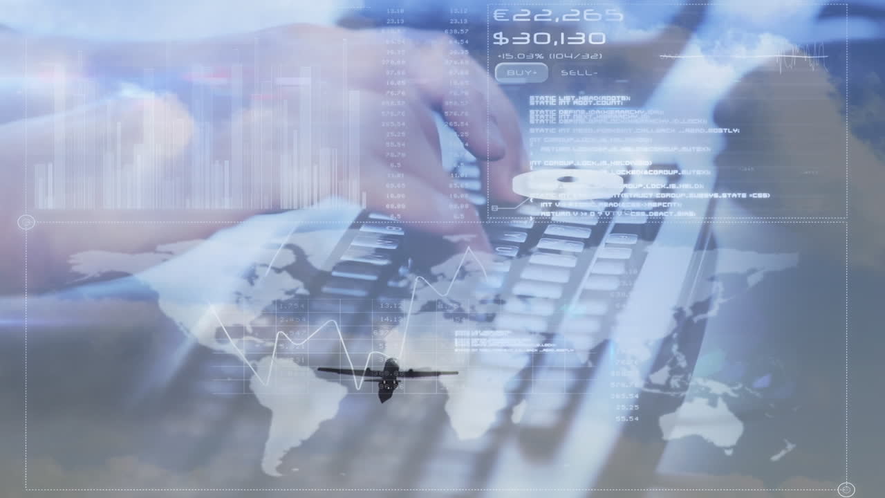 컴퓨터를 사용하여 손으로 데이터 처리의 애니메이션