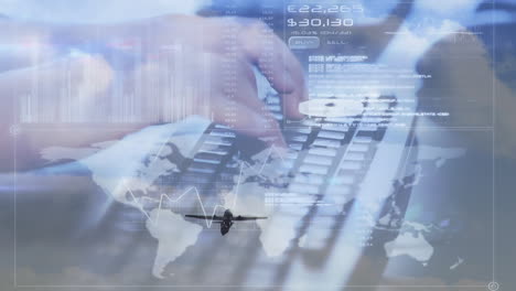 animación del procesamiento de datos con las manos usando computadora