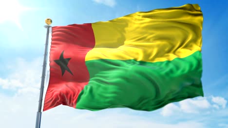 guinea-bissau flag seamless looping 3d rendering video. beautiful textile cloth fabric loop waving