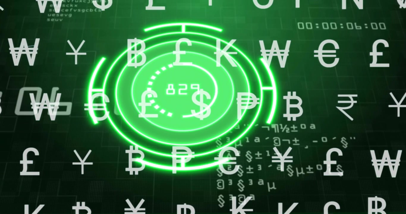 Neon HUD on start, pulsing, rotating, updating numbers, currency and code moving, showing live data