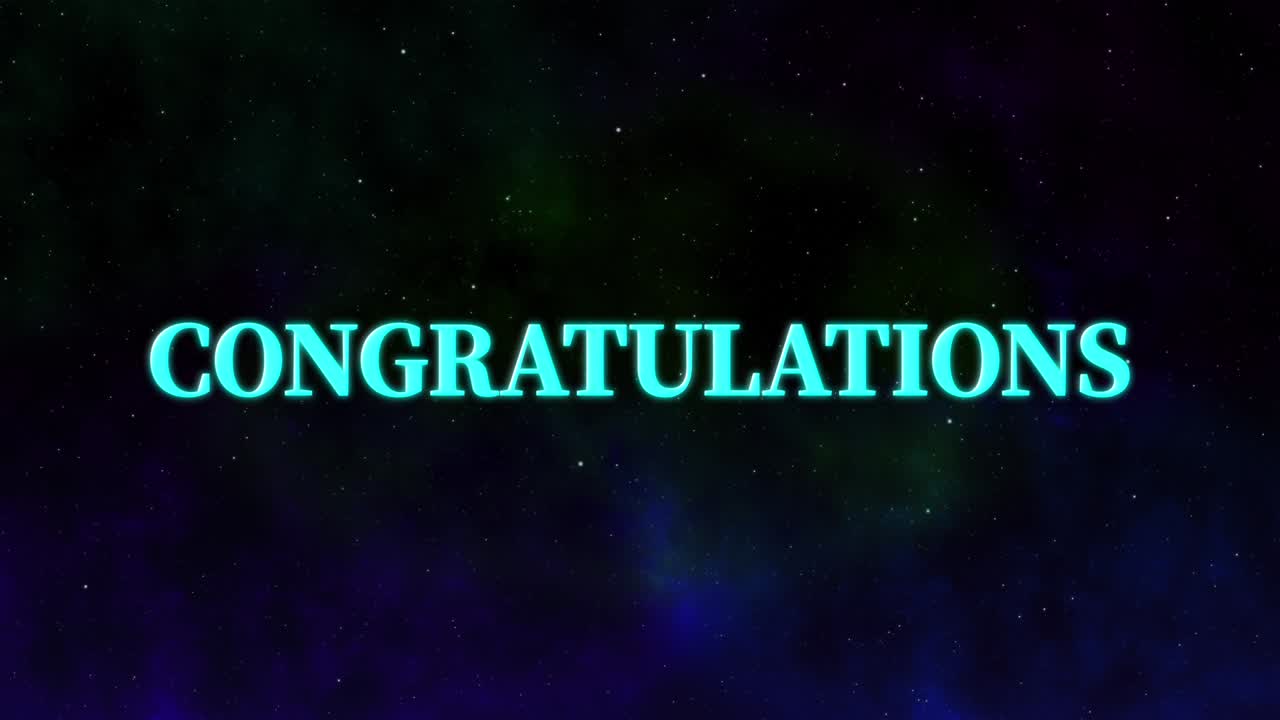 CONGRATULATIONS message text animation motion graphics