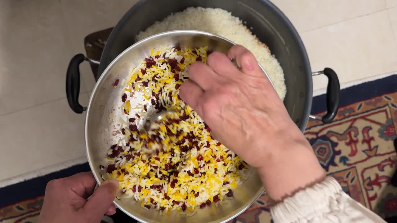 persian zereshk polo saffron rice persian food ghorme sabzi chicken stew cuisine with crispy tahdig festive meal iranian gastronomy traditional flavor homemade food art dining family gathering cooking