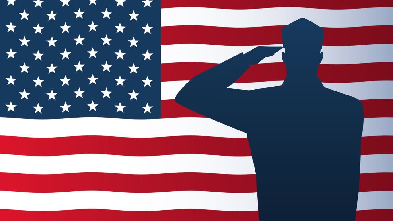 미국 발에 경의를 표하는 군인