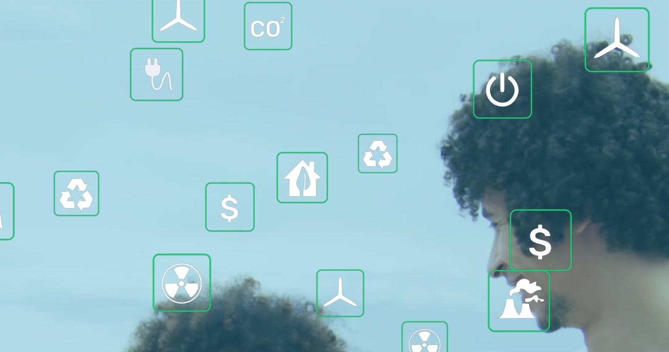Social media icons with increasing numbers over speech bubbles floating against cityscape