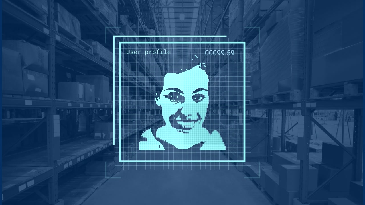 Animation of people icons over warehouse